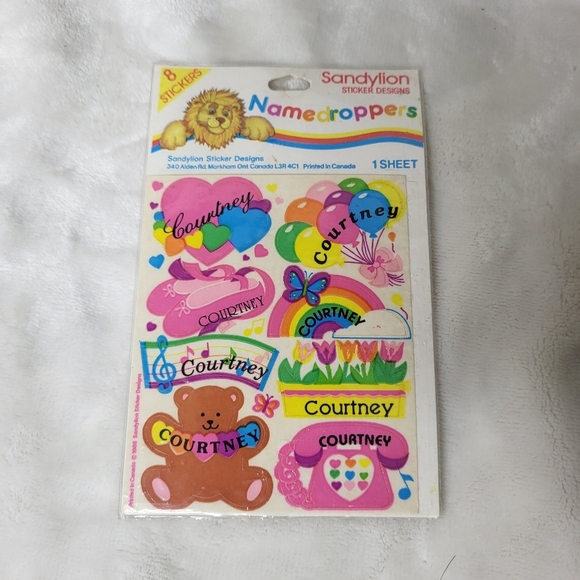Vintage Sandylion Namedroppers Sticker Sheet. Courtney - Picture 1 of 2